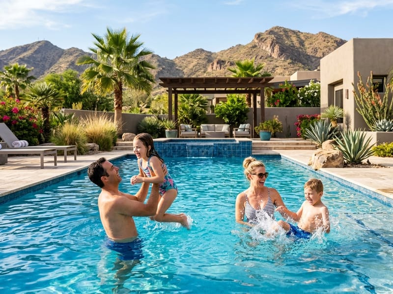 Family enjoying their pool